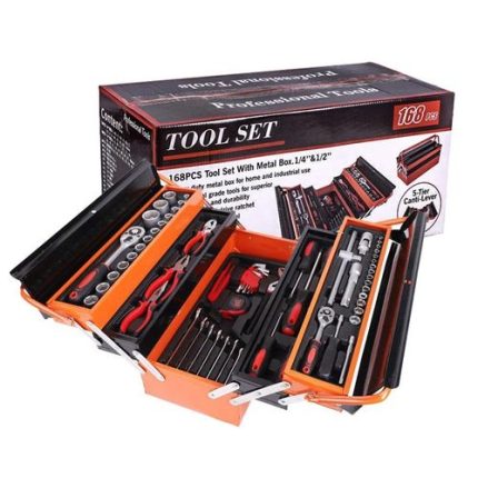 168 pieces iron box tool set Portable cross-border hardware set tool box ratchet wrench storage cabinet