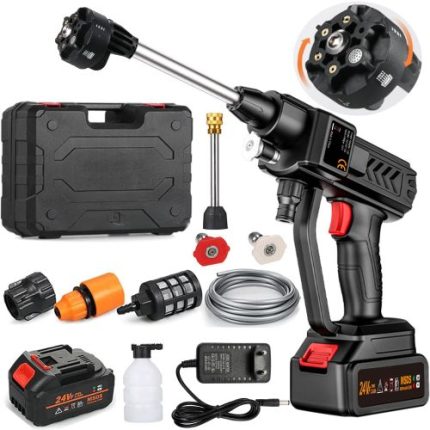 Cordless Portable 300W Pressure Washer, 6 In 1 Nozzle, 10-cell Battery