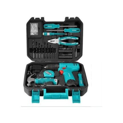 TOTAL TOTAL, Cordless Drill 81 PCS Tool Set Household Tool Set Screwdriver Hammer Drill Bits