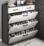 BUCKET FLIP SHOE RACK with marble effect, Size: 120*24*90cm - Image 2